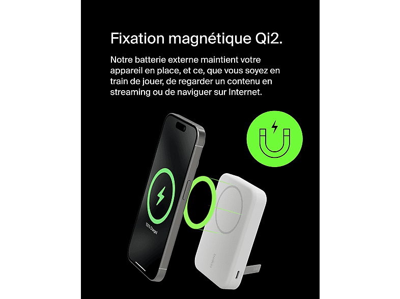 BELKIN Powerbank 8k QI2 MagSafe Compatible avec kickstand Blanc (BPD007BTWH) – Image 5