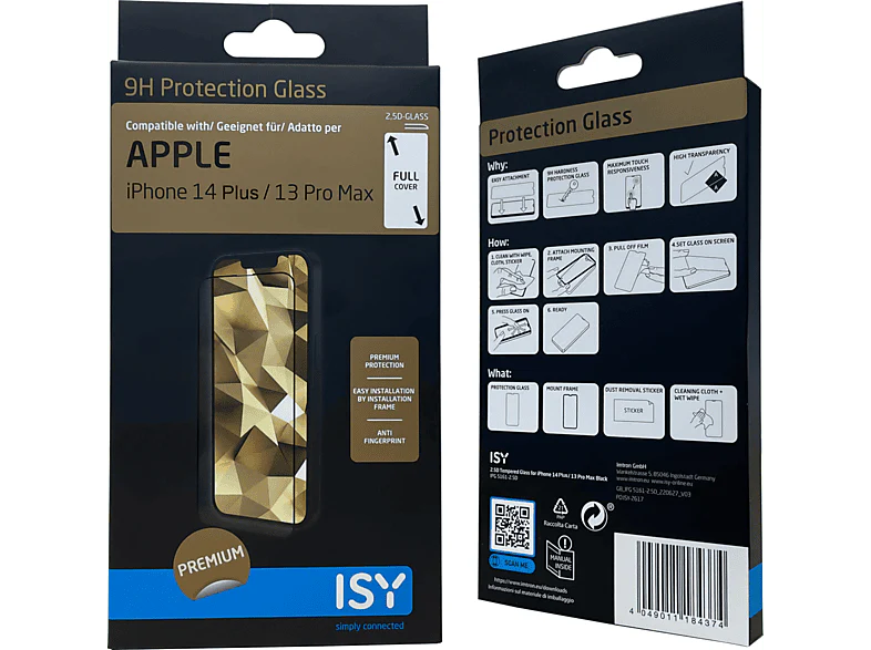 Protection d'écran en verre trempé iPhone 14 Plus / 13 Pro Max Noir (IPG 5161-2.5D) – Image 2