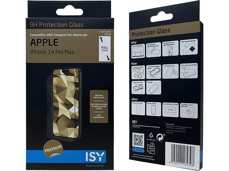 ISY Protection d'écran en verre trempé iPhone 14 Pro Max Noir (IPG 5163-2.5D) – Image 2